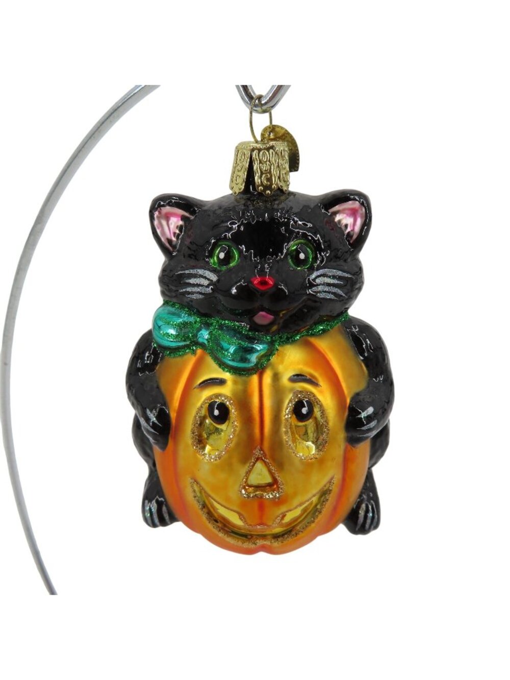 Old World Christmas Black Cat Jack O Lantern Pumpkin Halloween Ornament RETIRED
